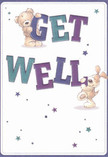 With exuberant spirit and heartfelt warmth, this get well card delights in its portrayal of a teddy bear and a floppy-eared puppy, both playfully holding up oversized, colour-rich letters that spell 'Get Well.' The bear's illustrated fur is plush and soothing, while the dog's floppy ears are rendered in soft, velvety strokes, inviting comfort with every detail. Deep indigos and cool teals highlight the text, their confident tones shimmering atop a cream-hued background reminiscent of bright Hendon mornings. Among the characters, star shapes in shifting blues and purples sparkle, conjuring an atmosphere of hope and magic-like well-wishes swirling through the local skies over Brent Park. The scenery feels tactile and emotionally resonant, just as a freshly tied bouquet assembled by Hendon's skilled florists can bring a sense of renewal. Every brushstroke, every caring detail, is designed to lift the spirits of someone in recovery, making this card an ideal companion to a local, same-day delivery. With sincerity and thoughtful optimism, it offers comfort and encouragement-a little reminder of Hendon's caring heart.